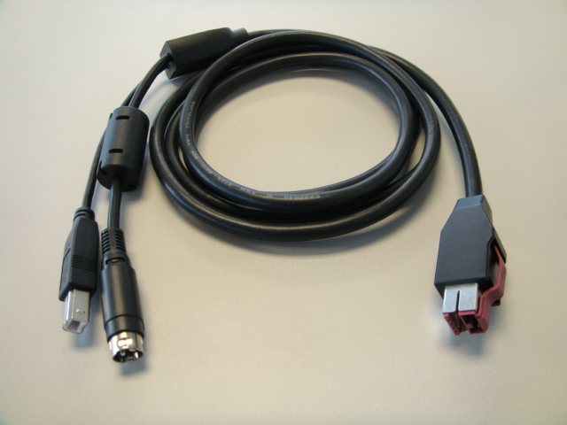 HP Y Cable 24V Powered USB - used to connect and power receipt printers from the 24V PUSB port on the POS (removing the need for an external PSU)